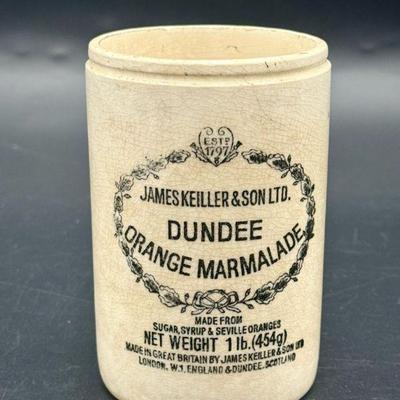 JAMES KEILLER & SONS DUNDEE Antique Marmalade 1 lb Jar Stoneware Crock London
