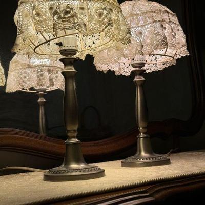 (2) Lace Shaded Lamps
