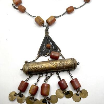 Antique Necklace with Secret Amulet Storage Case
