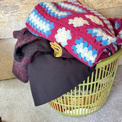 Mystery Basket Of Linens And Fabrics - Wool?

