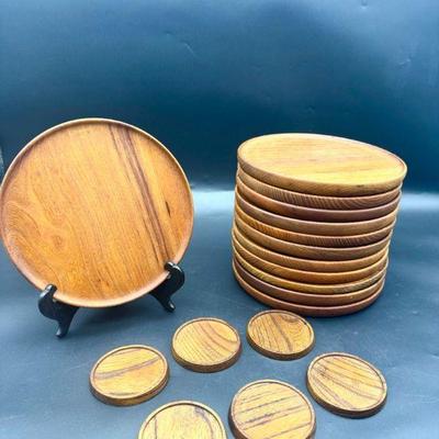 (12) 10” Wooden Plates & (6) Wooden Coasters
