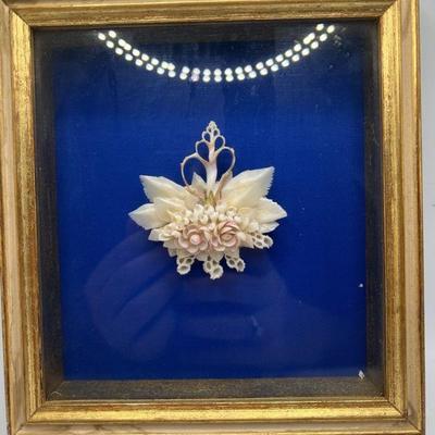 Vintage Delicate Framed Shell Art Dated 1979
