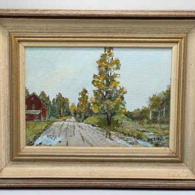 8” x 10” Framed Landscape Painting on Canvas Board. Signature Reads, “OZZIE”
