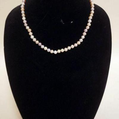 1248	PEARL NECKLACE WITH 14K CLASP, APPROXIMATELY 17 IN LONG
