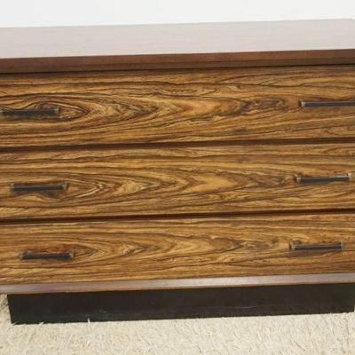 1175	BARRETT FORMICA MID CENTURY MODERN 3 DRAWER CHEST, APPROXIMATELY 42 IN X 18 IN X 30 IN H
