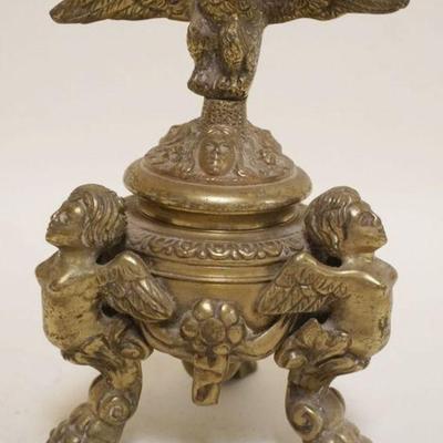 1114	ORNATE HEAVY BRASS INCENSE BURNER, APPROXIMATELY 7 IN HIGH
