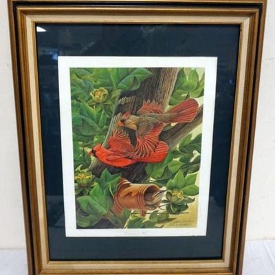 1159	SIGNED JOHN RUTHVEN CARDINAL PRINT, APPROXIMATELY 22 IN X 29 IN OVERALL
