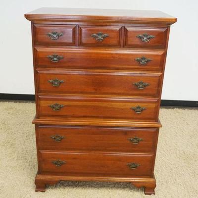 1205	SOLID CHERRY 6 DRAWER HIGH CHEST, LE BRUN BROS., APPROXIMATELY 35 IN X 20 IN X 51 IN H

