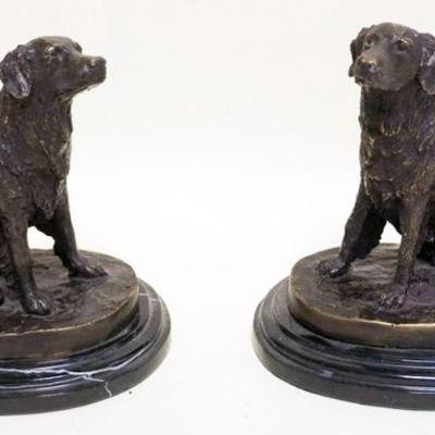1060	BRONZE DOG FIGURES ON MARBLE BASES, APPROXIMATELY 8 IN X 5 IN X 7 1/2 IN HIGH
