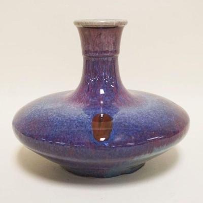 1050	DRIP GLAZE POTTERY VASE, APPROXIMATELY 7 IN HIGH
