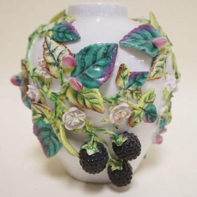 1012	PORCELAIN VASE W/APPLIED FRUIT & FLOWERS, APPROXIMATELY 5 IN HIGH
