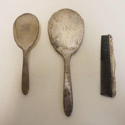 1088	STERLING SILVER 3 PIECE DRESSER SET, BRUSH, MIRROR, COMB BACK
