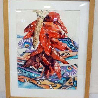 1148	CAROL GILDER FRAMED WATERCOLOR, PEPPERS, APPROXIMATELY 29 IN X 37 IN
