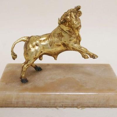 1066	BRONZE BULL ON MARBLE BASE, APPROXIMATELY 4 IN X 6 IN X 5 IN HIGH
