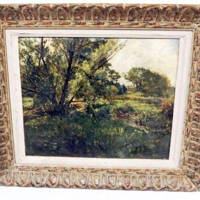 1149	HUGH BOLTON JONES OIL PAINTING ON CANVAS, LANDSCAPE, HAS BEEN RESTORED, APPROXIMATELY 27 IN X 23 IN OVERALL
