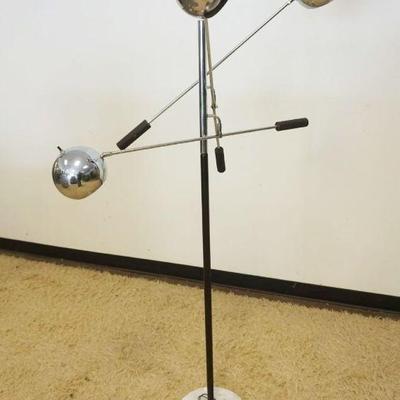 1192	MID CENTURY MODERN FLOOR LAMP, 3 ADJUSTABLE FIXTURES ON POLE, APPROXIMATELY 66 IN H, SOME TARNISHING
