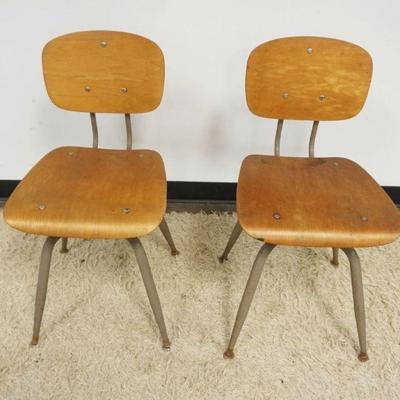 1174	PAIR OF MODERN INDUSTRIAL METAL AND BENTWOOD CHAIRS, PEABODY SEATING CO., EACH APPROXIMATELY 31 IN H
