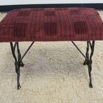 1219	SMALL UPHOLSTERED IRON BASE BENCH, APPROXIMATELY 21 IN X 12 IN X 17 IN H, NEEDS REUPHOLSTERY
