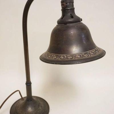 1279	VINTAGE BRASS HOTEL DESK LAMP W/BELL SHAPED SHADE, APPROXIMATELY 18 IN HIGH
