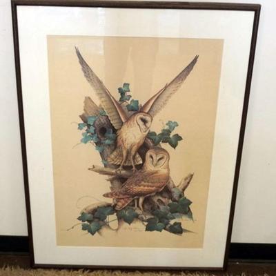 1160	ROGER TONY PETERSON SIGNED AND NUMBERED PRINT 318/950 OF BARN OWL, APPROXIMATELY 34 IN X 46 IN OVERALL
