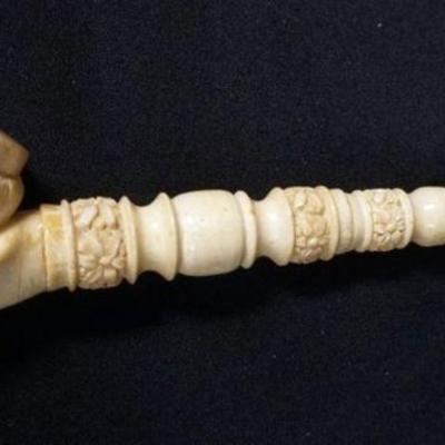 1076	MEERSCHAUM PIPE & STEM CARVED TURKS HEAD, APPROXIMATELY 11 IN
