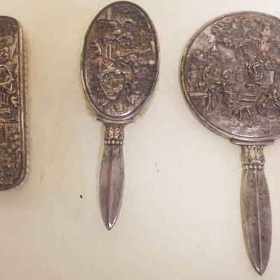 1093	DENMARK SILVER ORNATE 3 PIECE DRESSER SET

