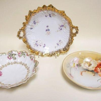 1015	3 PIECE GROUP OF VICTORIAN CHINA INCLUDING LIMOGES, RS GERMAN & CT GERMAN, LARGEST APPROXIMATELY 13 IN
