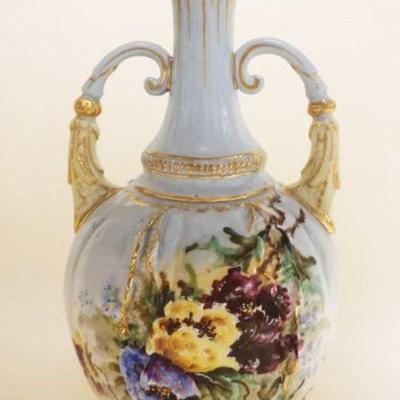 1016	VICTORIAN CHINA HAND PAINTED DOUBLE HANDLED VASE, APPROXIMATELY 13 IN

