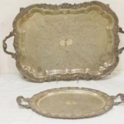 1109	SILVERPLATE TRAYS, LARGEST APPROXIMATELY 2O IN X 18 IN
