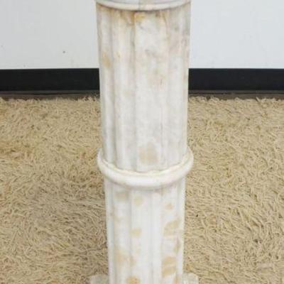 1216	MARBLE PEDESTAL WITH FLUTED COLUMN, APPROXIMATELY 10 IN X 10 IN X 33 IN H
