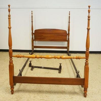 1203	SOLID CHERRY FULL SIZE 4 POSTER BED, APPROXIMATELY 86 IN X 66 IN H

