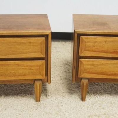 1200	PAIR OF AMERICAN OF MARTINSVILLE MID CENTURY MODERN NIGHT STANDS, EACH  APPROXIMATELY 23 IN X 16 IN X 21 IN H, FINISH WORN
