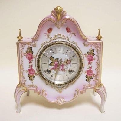 1028	DRESDEN PORCELAIN CLOCK, APPROXIMATELY 4 IN X 9 IN X 10 IN HIGH
