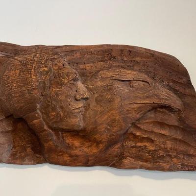 indian and eagle carving