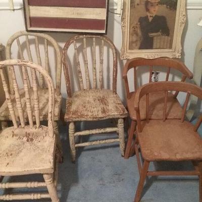 Antique children's chairs