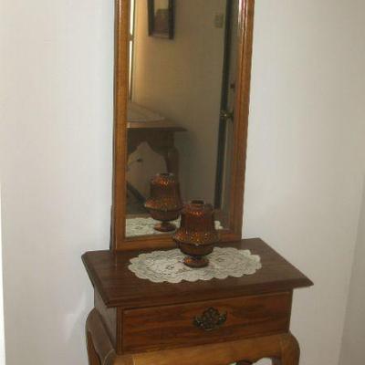 Oak table and mirror  $74.00