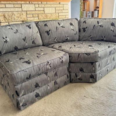 Mid-Century Modern Gray Floral Sectional Couch by Slyter/Magnuson	