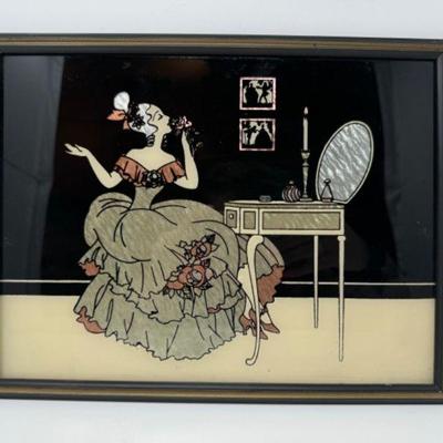 Vintage Reliance Butterfly Wing Effects Reverse Glass Painting	