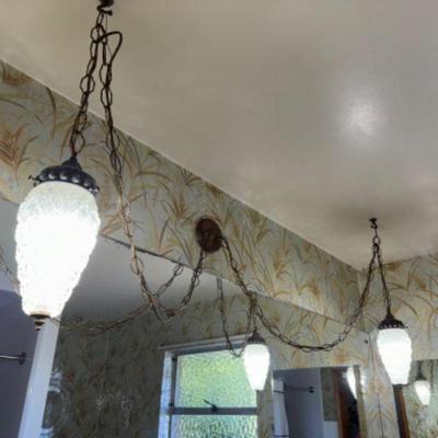 Glass Teardrop Pendant Double Swag Lamp - Hardwired	