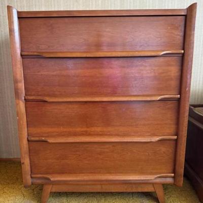 Vintage Mid Century Modern Highboy Dresser By Harmon Mfg. Co	