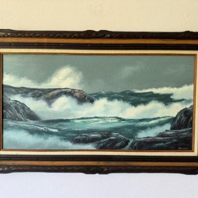 Mid-Century Masterpiece: Paul Chalk Coastal Seascape (Oil on Canvas)	