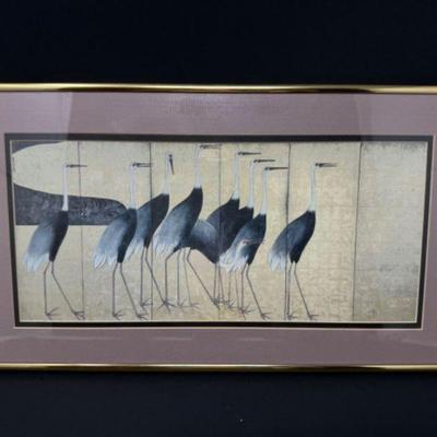 Professionally Framed Japanese Serene Crane Print	
