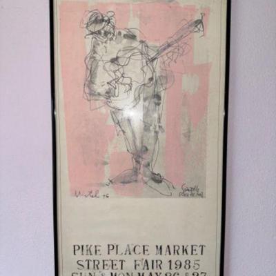 Vintage Seattle Print - 1985 Pike Place Market Street Fair Poster	
