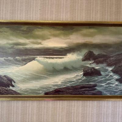 Very Large Framed Seascape Print by Larkin	
