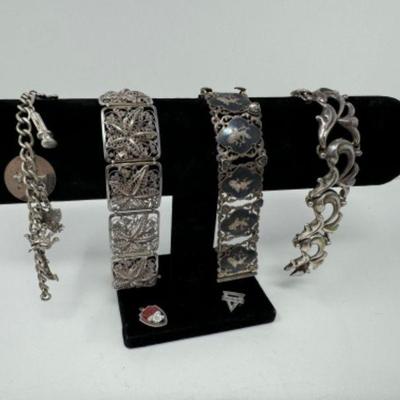 Vintage Sterling Silver Bracelets (113.14 Grams)	