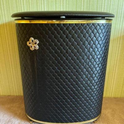 Mid-Century Modern Black & Gold Laundry Hamper	