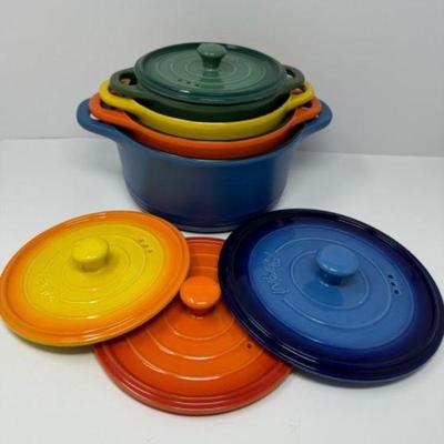 Vibrant Parini Stoneware Casserole Pot Set (4 Pieces) w/ Lids	