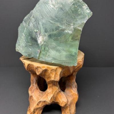 Massive 10+ Pound Obsidian Specimen on Wood Stand	