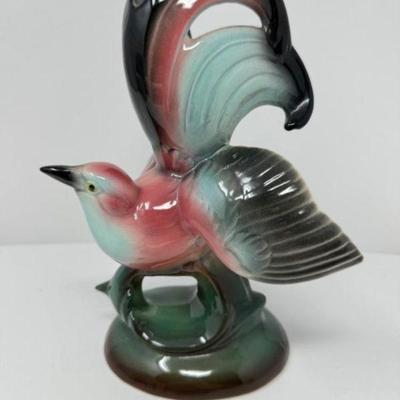 Colorful Mid-Century Modern Style Ceramic Bird Figurine	