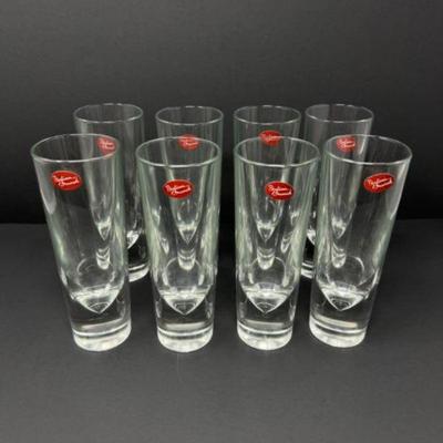 8 Gumps Italian Borgonovo Crystal Highball Glasses w/ Bullet Bottom	